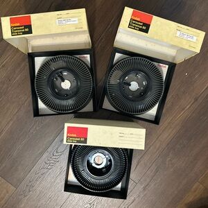 Kodak Carousel Transvue 80 Slide Tray Lot of 3 (1 black , 2 gray), Original Box